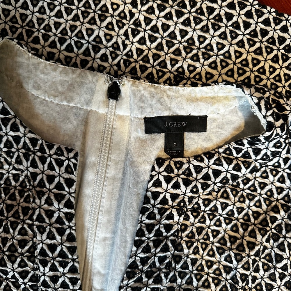 J. Crew Black and White Eyelet Dress, Size 0